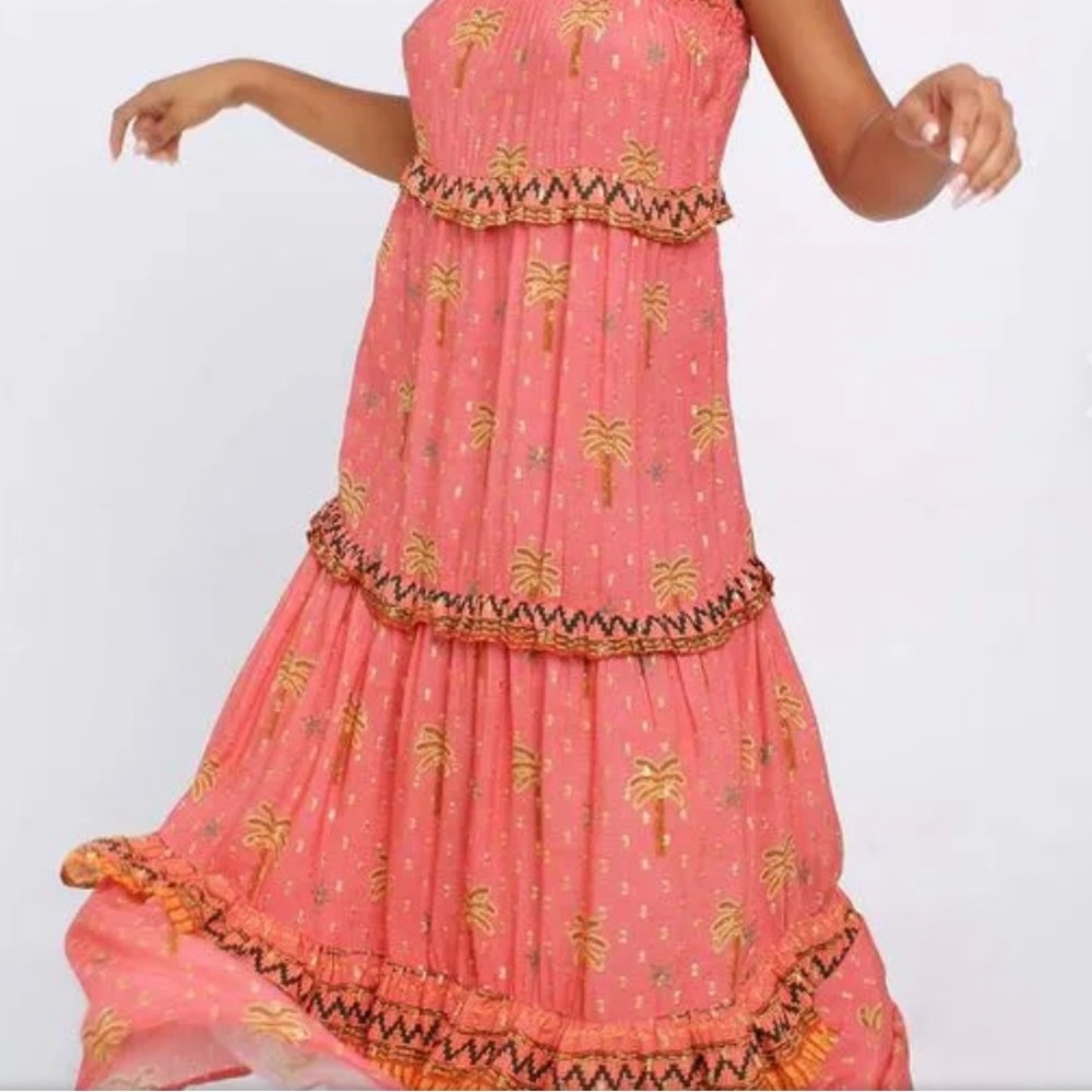 Farm Rio Coral Palm Tree Maxi Dress